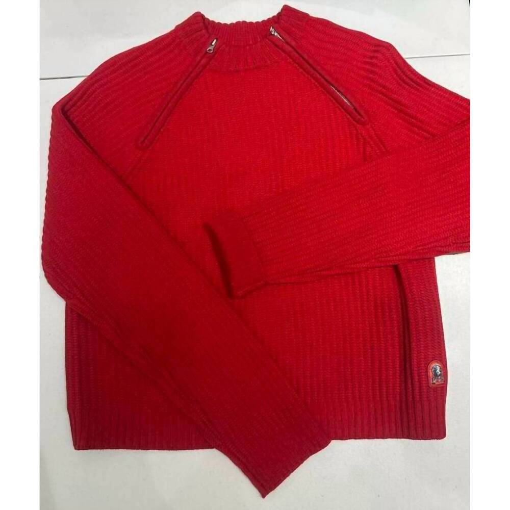 NEW PARAJUMPERS women's rib jumper sweater in red